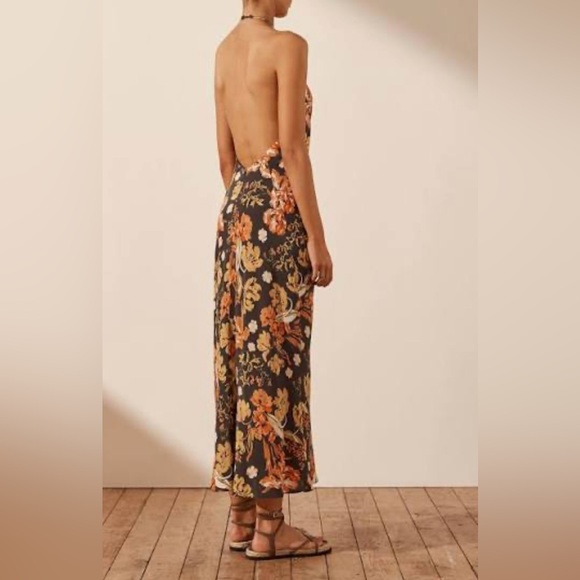 Shona Joy Multicolour Okala Silk Cross Front Halter Midi Dress New Size 10 - Picture 5 of 9